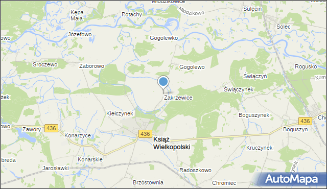 mapa Zakrzewice, Zakrzewice na mapie Targeo